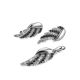 Silver Wing Earrings With Black And White Crystals, image , picture 3