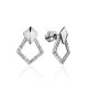Geometric Silver Crystal Studs The Astro, image 