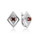 Vintage Style Silver Earrings With Garnet And Crystals, image 