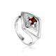 Vintage Style Silver Ring With Garnet And Crystals, Ring Size: 6 / 16.5, image 