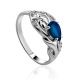 Filigree Silver Ring With Blue And White Crystals, Ring Size: 8 / 18, image 