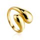 Stylish Modern Gold-Plated Silver Ring The Liquid, Ring Size: Adjustable, image 