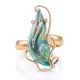 Gold-Plated Open Ring With Sky Blue Synthetic Topaz The Serenade, Ring Size: Adjustable, image , picture 2