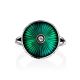 Green Enamel Silver Ring With Crystal The Heritage, Ring Size: 6.5 / 17, image , picture 3