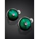 Green Enamel Silver Earrings With Crystals The Heritage, image , picture 2