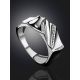 Elegantly Sculpted Silver Crystal Ring, Ring Size: 7 / 17.5, image , picture 2