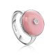 Romantic Silver Ring With Pink Enamel And Diamond The Heritage, Ring Size: 5.5 / 16, image 