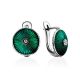 Green Enamel Silver Earrings With Crystals The Heritage, image 