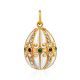 Gorgeous White Enamel Egg Shaped Pendant With Crystals The Romanov, image 