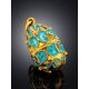 Gold Plated Silver Egg Shaped Pendant With Azure Color Enamel The Romanov, image , picture 2