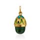 Gold Plated Egg Shaped Pendant With Jade And Green Enamel The Romanov, image 