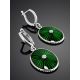Green Enamel Oval Dangles With Diamonds The Heritage, image , picture 2