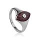 Silver Diamond Ring With Red Enamel The Heritage, Ring Size: 6.5 / 17, image 