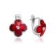 Red Enamel Clover Shaped Earrings With Diamonds The Heritage, image 