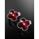 Red Enamel Clover Shaped Earrings With Diamonds The Heritage, image , picture 2