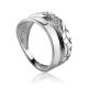 Textured Silver Band Ring With Crystals, Ring Size: 8 / 18, image 