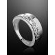Textured Silver Band Ring With Crystals, Ring Size: 7 / 17.5, image , picture 2