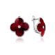 Red Enamel Clover Shaped Earrings With Diamonds The Heritage, image 