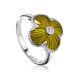 Luminous Enamel Four Petal Ring With Diamond The Heritage, Ring Size: 6.5 / 17, image 