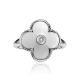 Silver Floral Ring With White Enamel And Diamond The Heritage, Ring Size: 5.5 / 16, image , picture 3