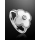 Silver Floral Ring With White Enamel And Diamond The Heritage, Ring Size: 5.5 / 16, image , picture 2