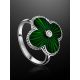 Green Enamel Four Petal Ring With Diamond The Heritage, Ring Size: 5.5 / 16, image , picture 2