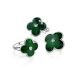 Green Enamel Four Petal Earrings With Diamonds The Heritage, image , picture 3
