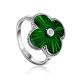 Green Enamel Four Petal Ring With Diamond The Heritage, Ring Size: 7 / 17.5, image 