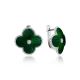 Green Enamel Four Petal Earrings With Diamonds The Heritage, image 