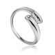 Silver Spiral Tension Ring With Crystals, Ring Size: 8 / 18, image 