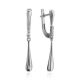 Sleek Silver Dangle Earrings With Crystals, image 