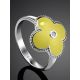 Yellow Enamel Clover Shaped Ring With Diamond The Heritage, Ring Size: 8.5 / 18.5, image , picture 2