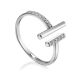 Amazing Silver Crystal T-Ring, Ring Size: 6 / 16.5, image 