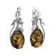 Green Amber Earrings In Sterling Silver With Crystals The Swan, image 