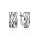 Wavy Textured Silver Earrings, image 